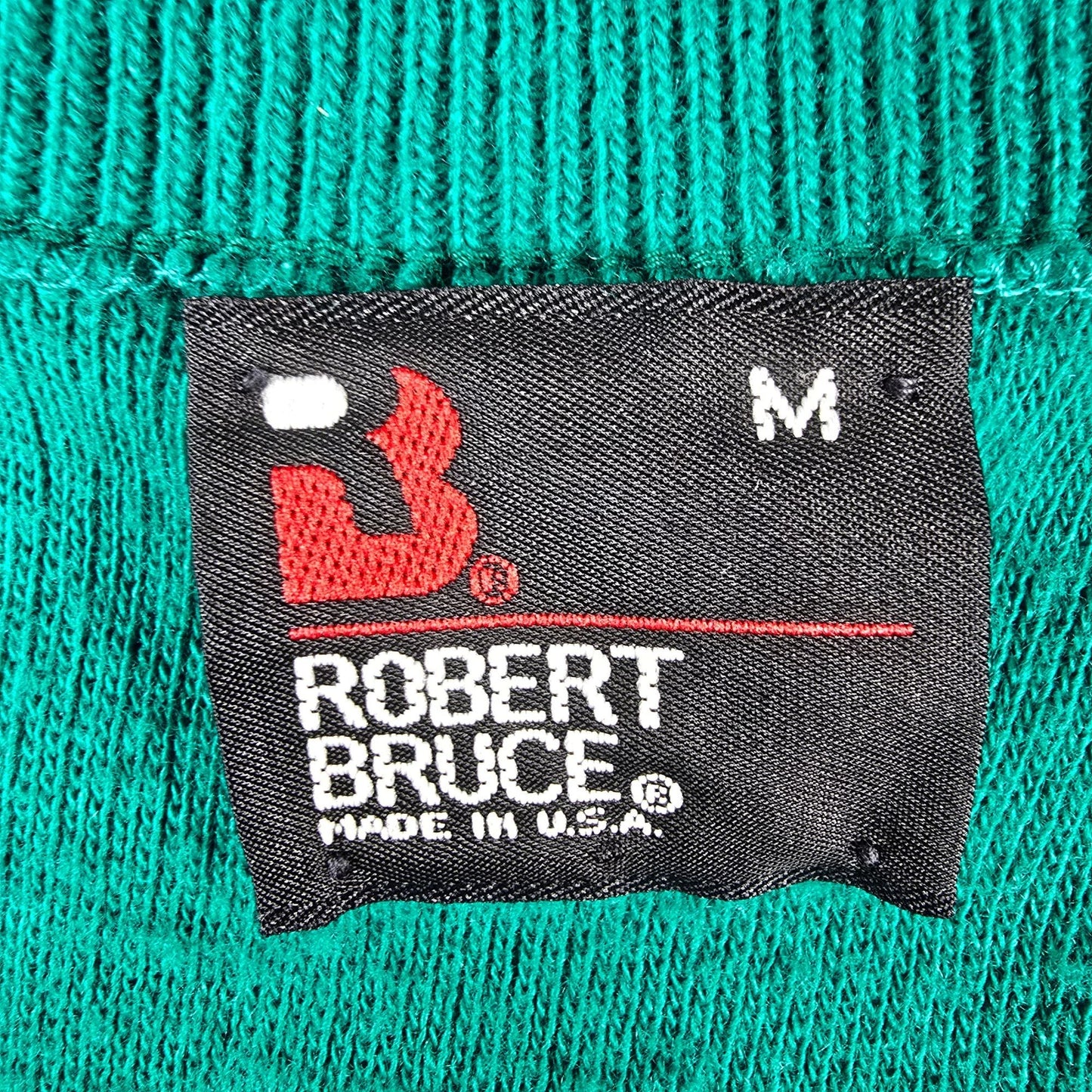 Vintage 1980s Robert Bruce Made in USA Orlon Acrylic Green V-Neck Sweater (M)