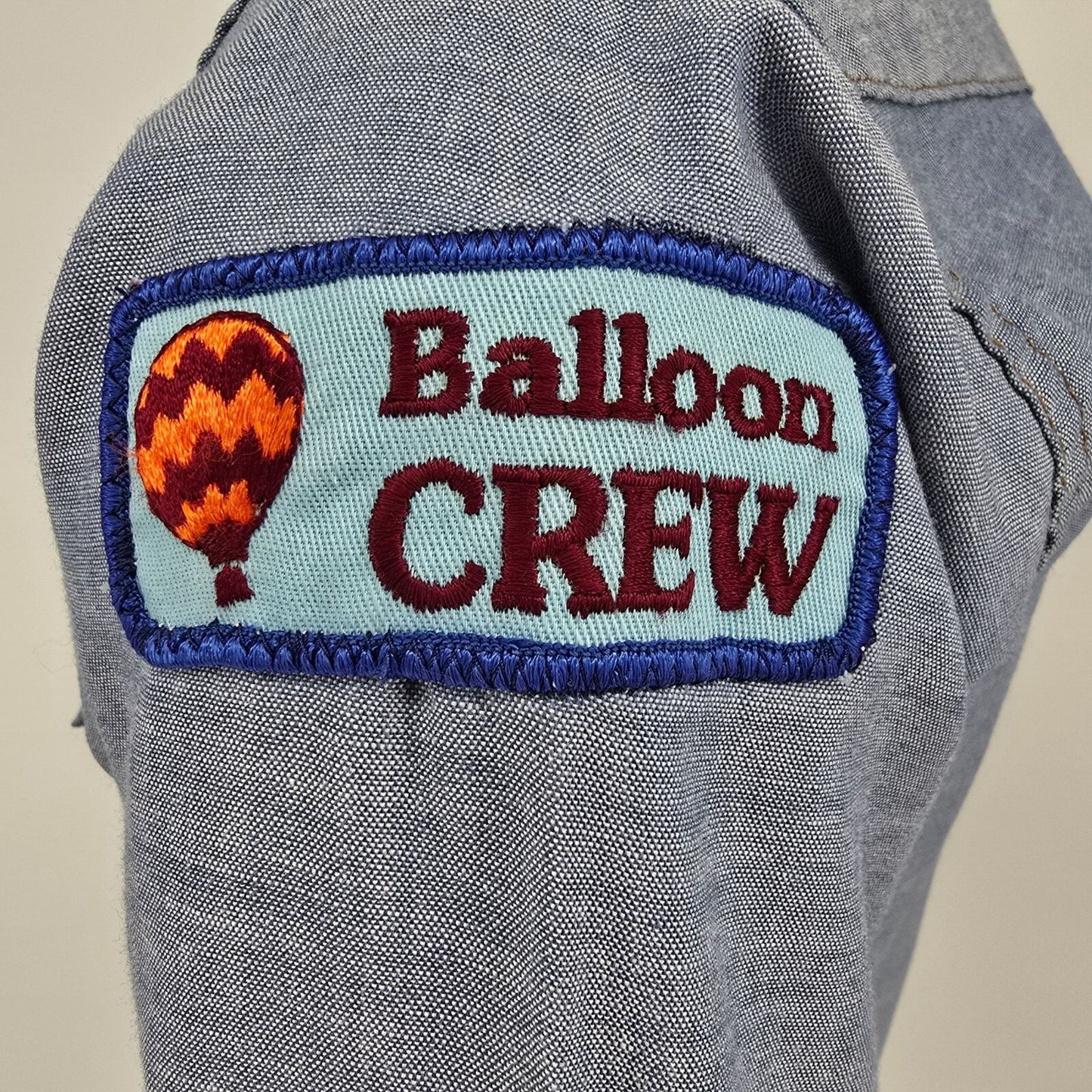 Vintage 1970s Wrangler "Balloon CREW" Pearl Snap Chambray Western Denim Shirt- S
