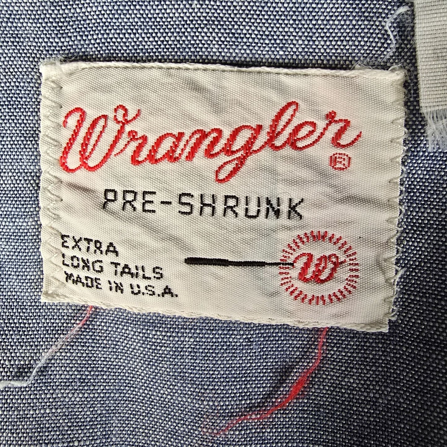 Vintage 1970s Wrangler "Balloon CREW" Pearl Snap Chambray Western Denim Shirt- S