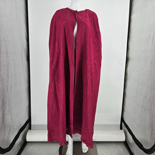 Vintage 1960s Handmade Cranberry Full-Length Moire Faille Cloak (One Size)