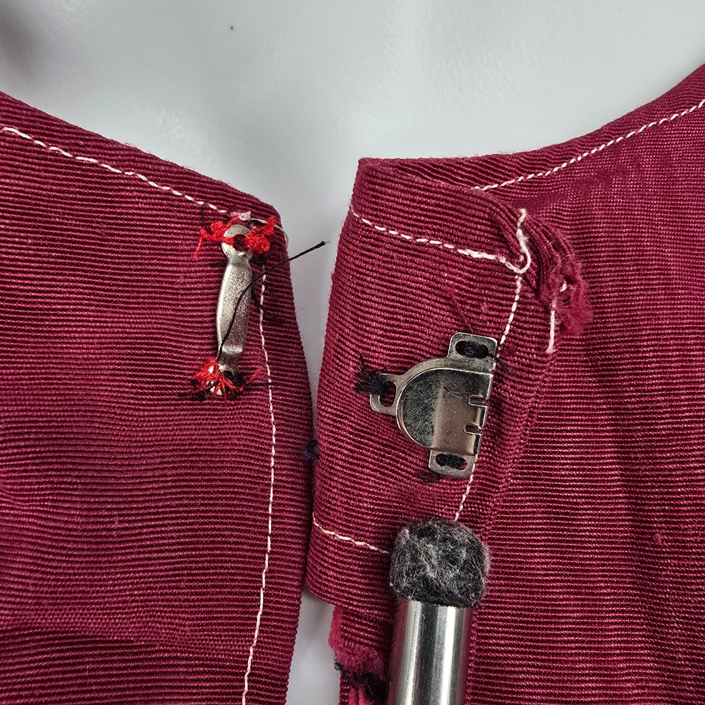 Vintage 1960s Handmade Cranberry Full-Length Moire Faille Cloak (One Size)