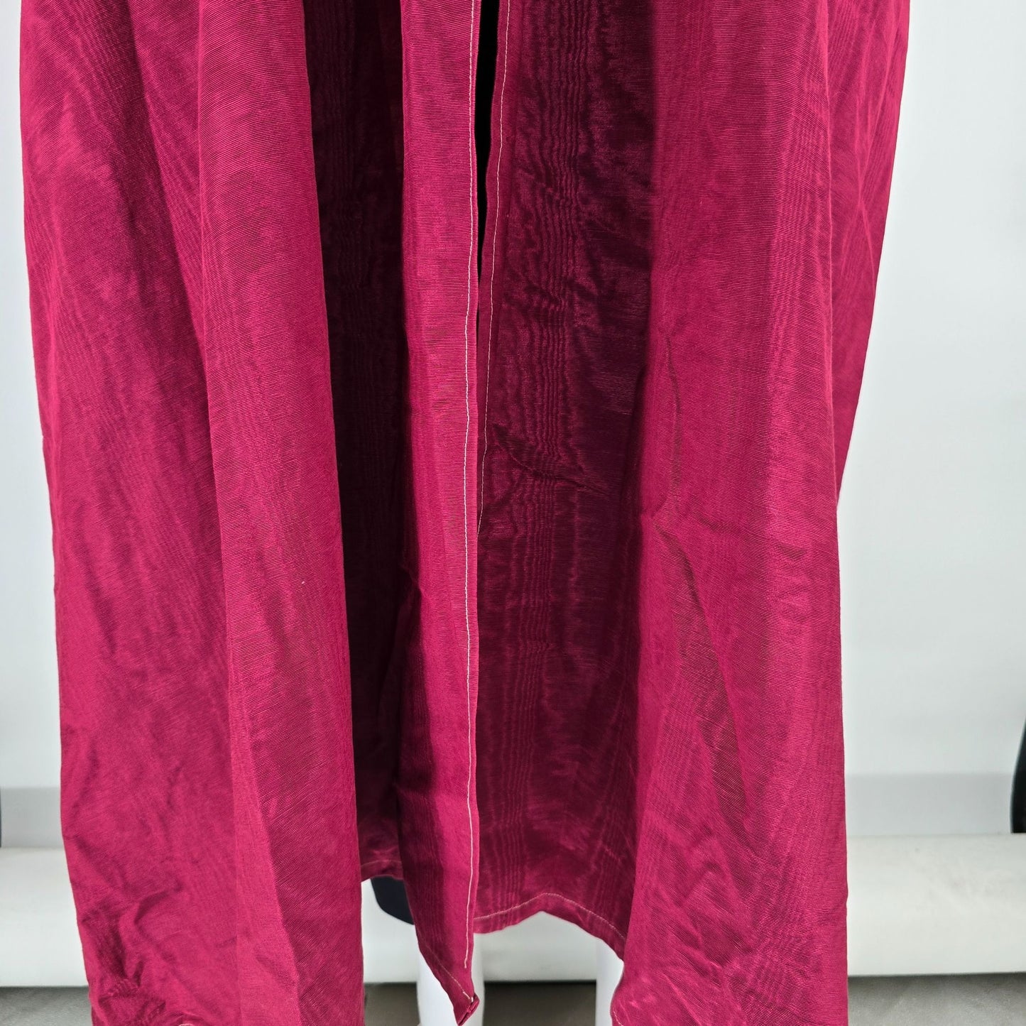 Vintage 1960s Handmade Cranberry Full-Length Moire Faille Cloak (One Size)