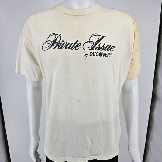 Distressed Vintage 1990s Private Issue by Discover Credit Card T-Shirt (L/XL)