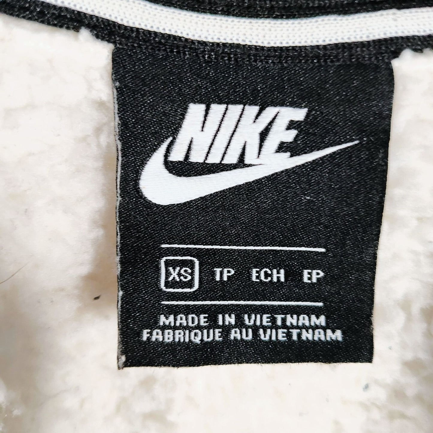 Nike Womens Sherpa Fleece Black and Whi Varsity Jacket XS Black & White Polyeste