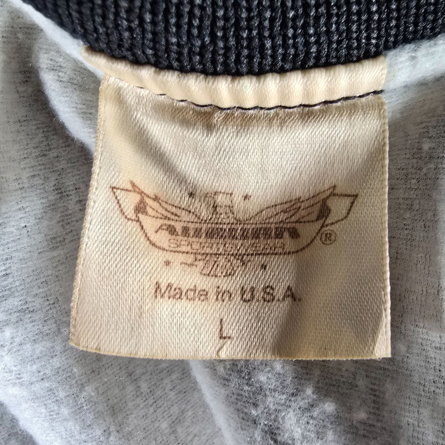 Vintage 1980s Rapco Cable Back Graphic Black Nylon Satin Bomber Jacket (L)