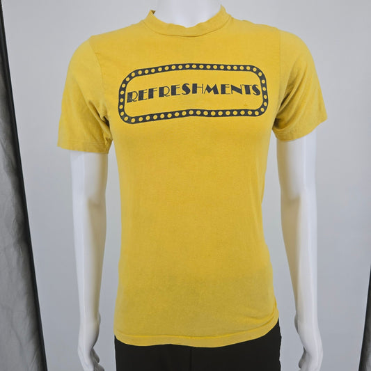 Vintage 1970s Belton Yellow "Refreshments" Movie Theater Marquee T-Shirt (XS/S)