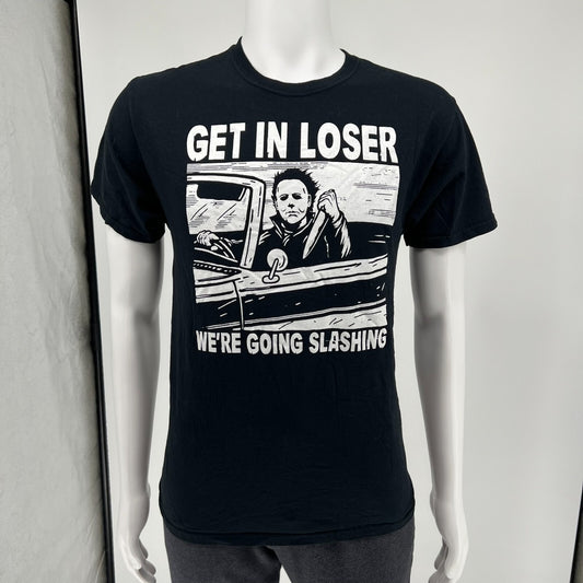Halloween "Get in Loser We're Going Slashing" Michael Myers T-Shirt (Medium)