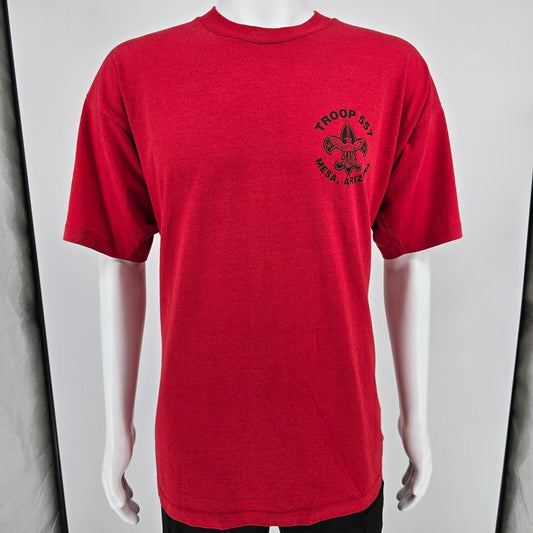 Vintage 1990s Troop 556 Meza Arizona Boy Scouts Single Stitch Red T-Shirt (XL)
