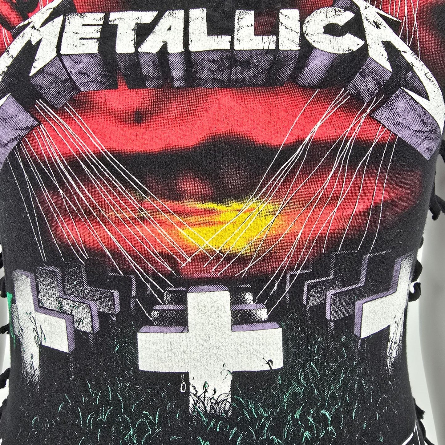 Distressed Metallica Master of Puppets Women's DIY Cutoff Lace Up Tank Top (S)