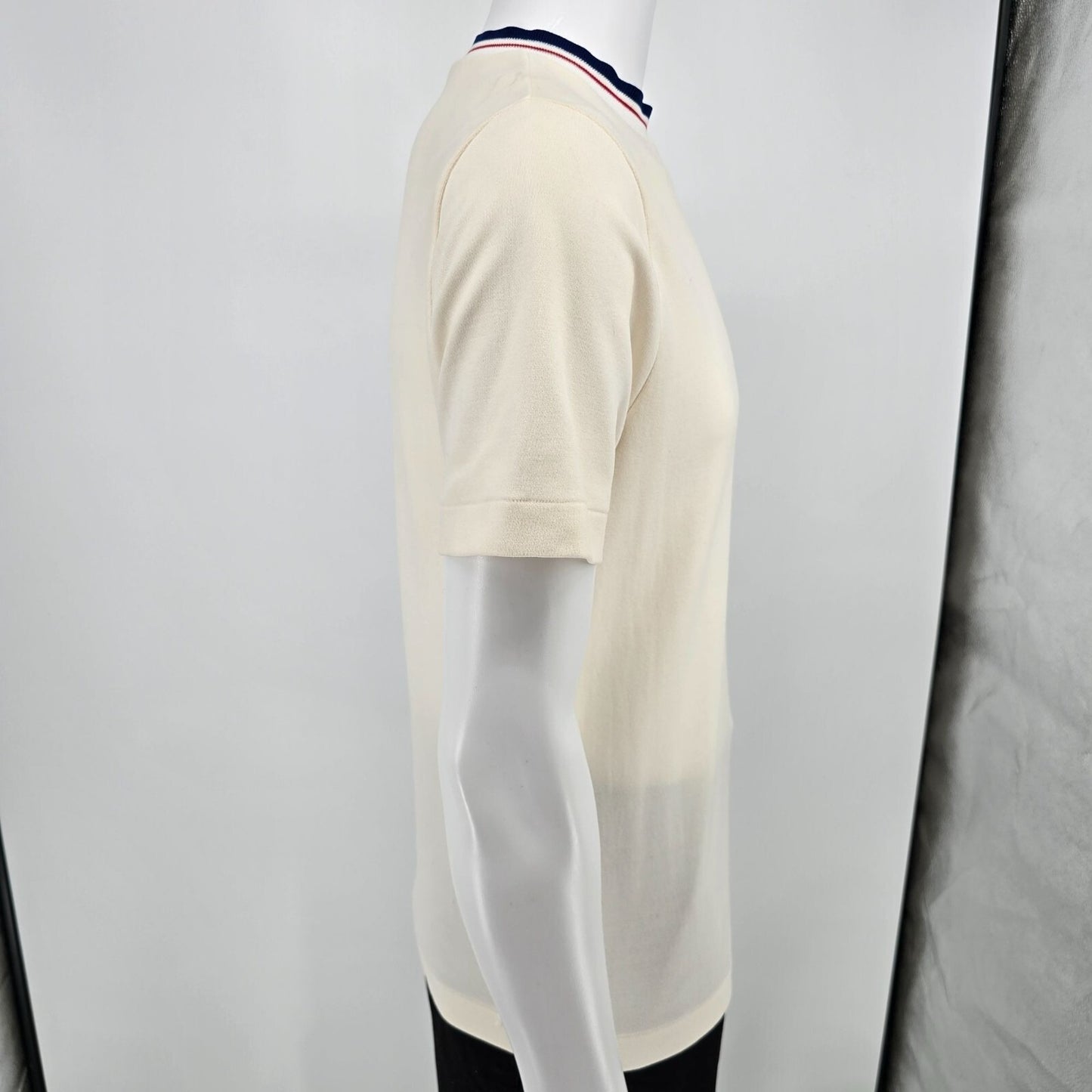 Vintage 1970s FinnTrim Sok Factories Helsinki Finland Ringer Knit T-Shirt (M)