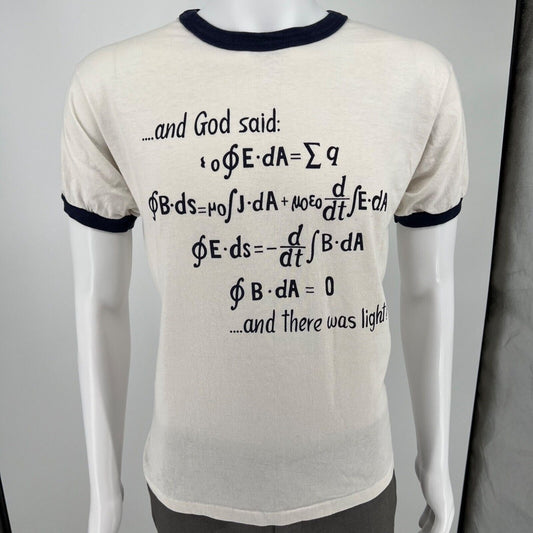 Vintage 1980s Champion "....and God said" Maxwell's Equations Ringer T-Shirt (L)