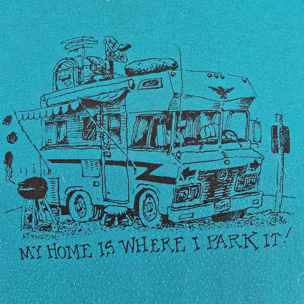 Vintage 1980s Jerzees "My Home is Where I Park It" RV Camper T-Shirt (L)