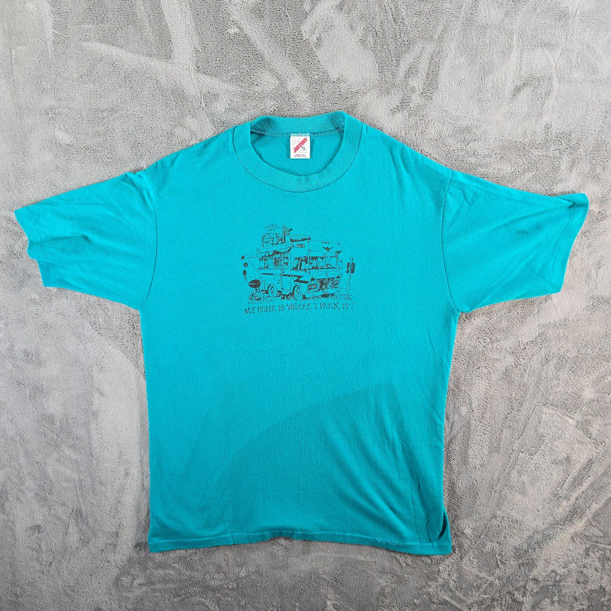 Vintage 1980s Jerzees "My Home is Where I Park It" RV Camper T-Shirt (L)