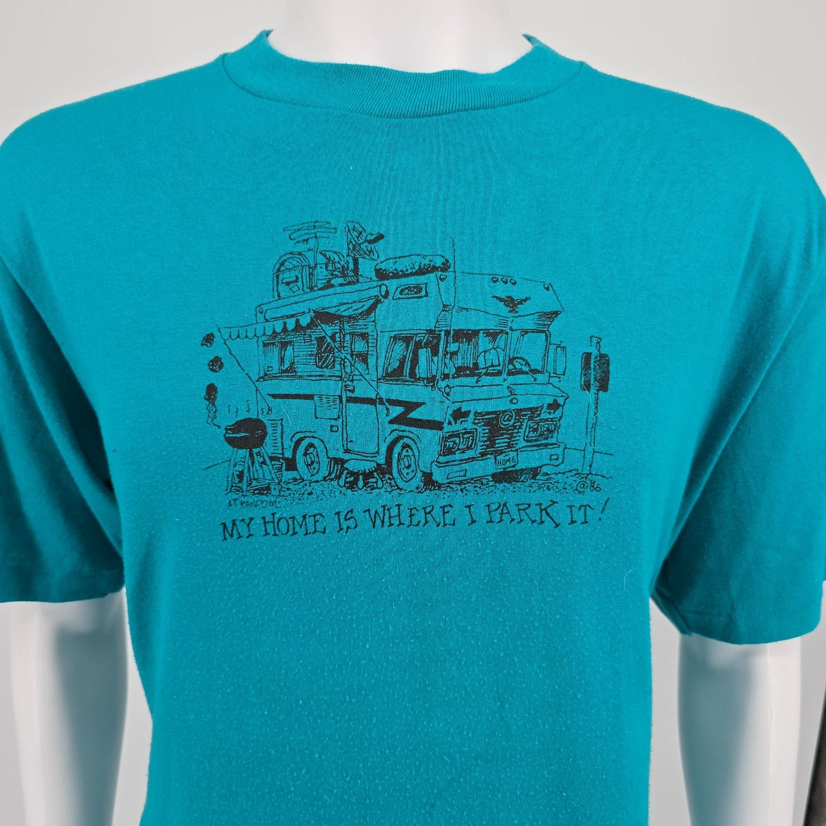 Vintage 1980s Jerzees "My Home is Where I Park It" RV Camper T-Shirt (L)
