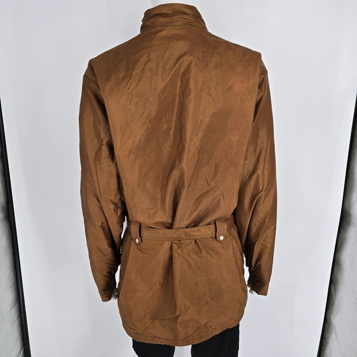 Vintage 1960s Sportcaster Ski Fashions Belted Brown Nylon Ski Jacket (XL)