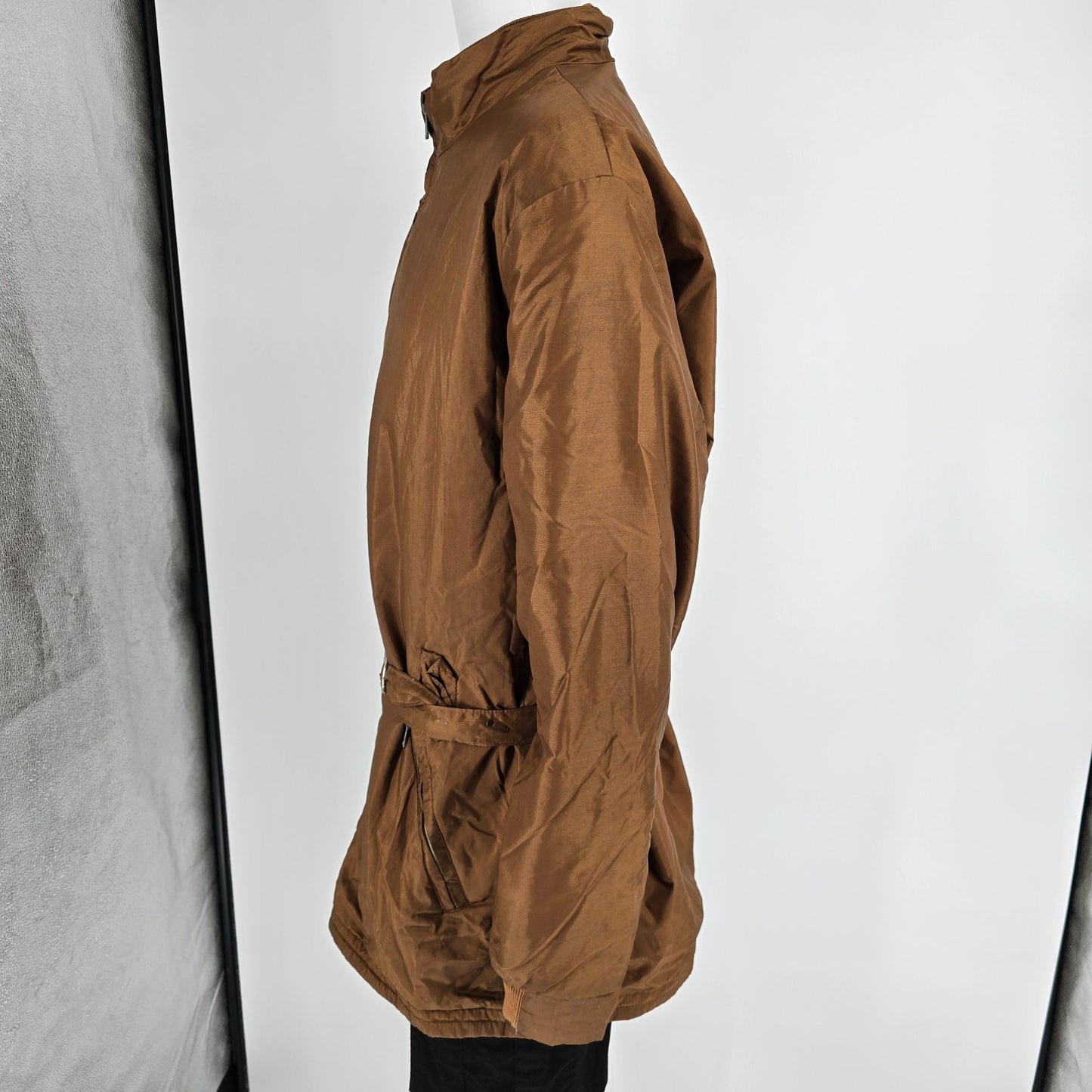 Vintage 1960s Sportcaster Ski Fashions Belted Brown Nylon Ski Jacket (XL)