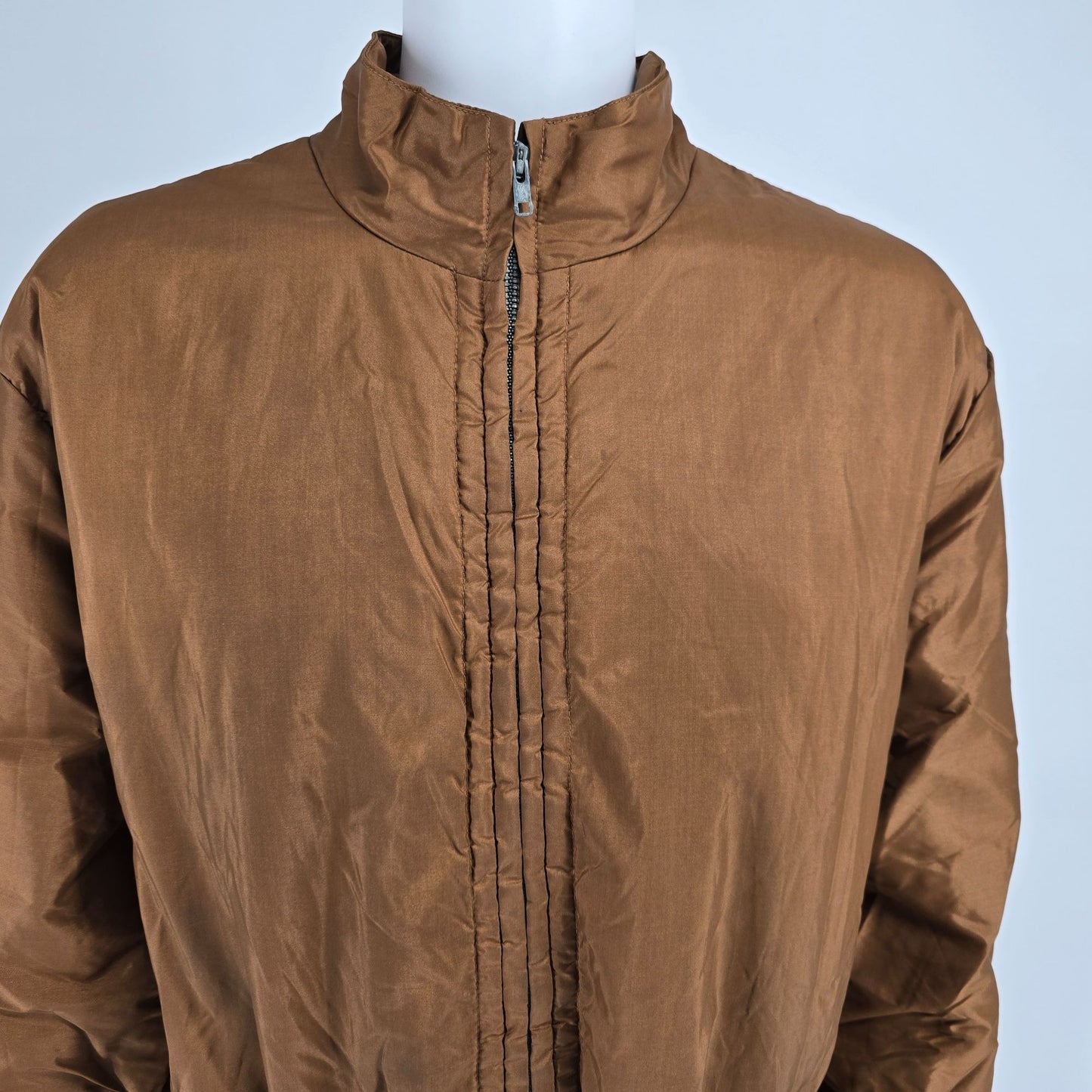 Vintage 1960s Sportcaster Ski Fashions Belted Brown Nylon Ski Jacket (XL)