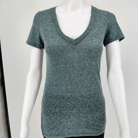 Marine Layer Made in California Womens Cotton/Poly  V-Neck Short Sleeve Top (XS)