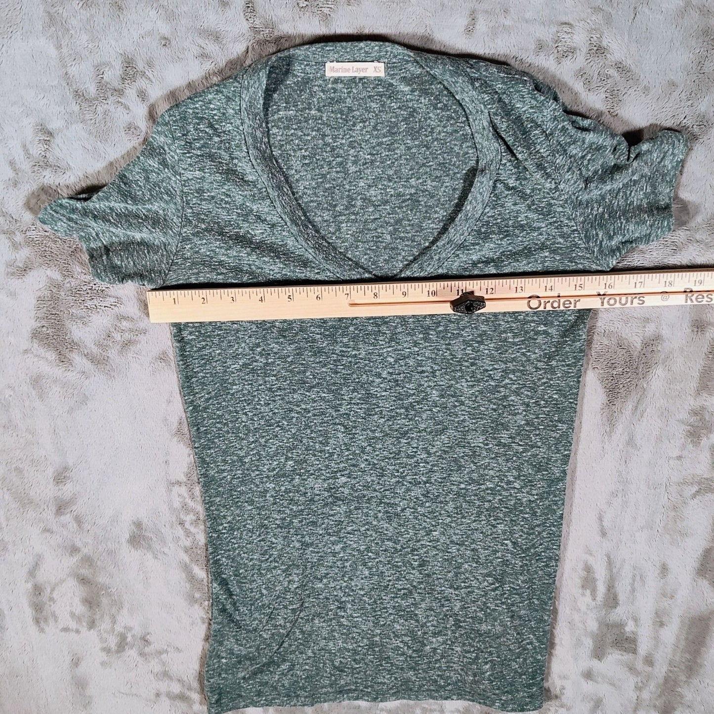 Marine Layer Made in California Womens Cotton/Poly  V-Neck Short Sleeve Top (XS)