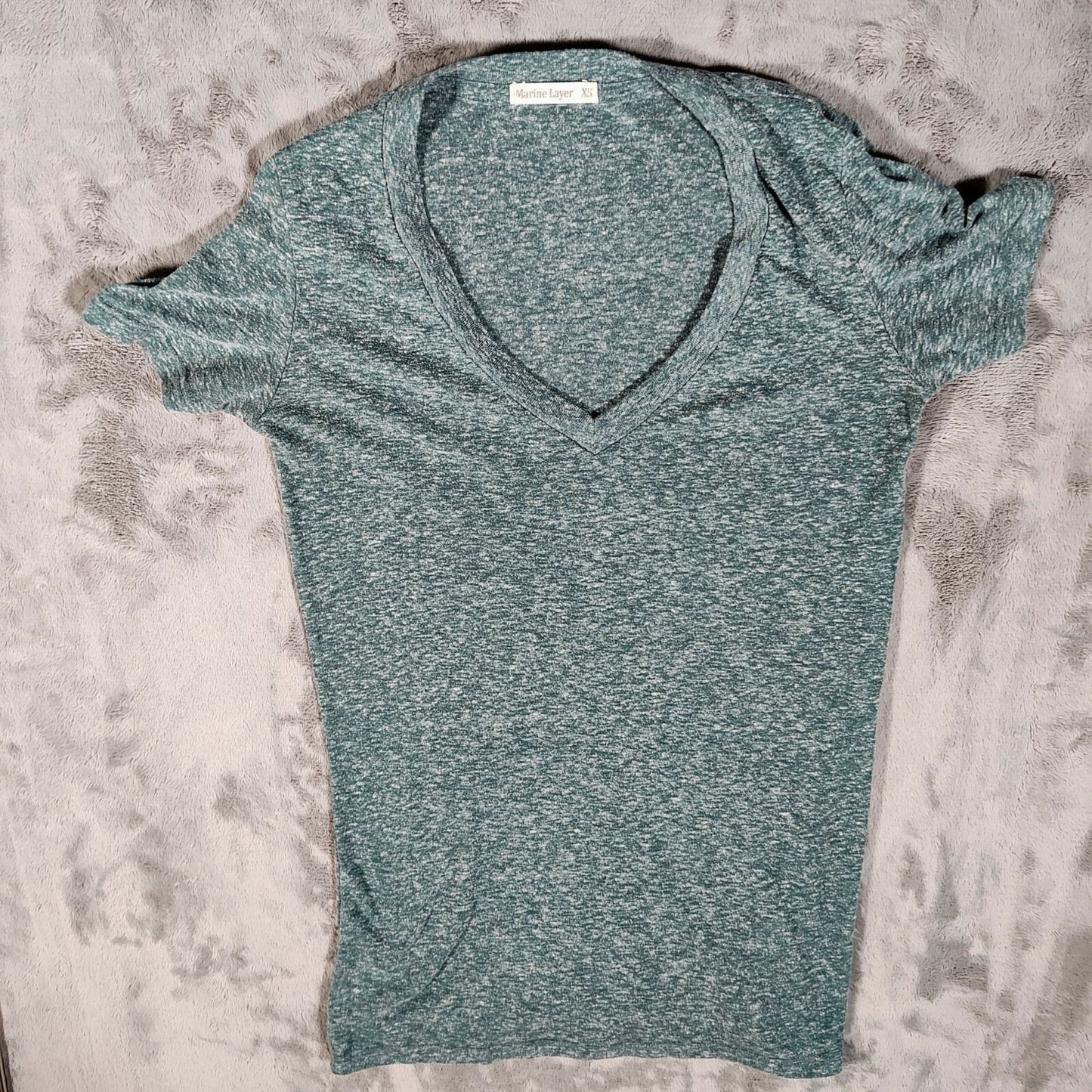 Marine Layer Made in California Womens Cotton/Poly  V-Neck Short Sleeve Top (XS)