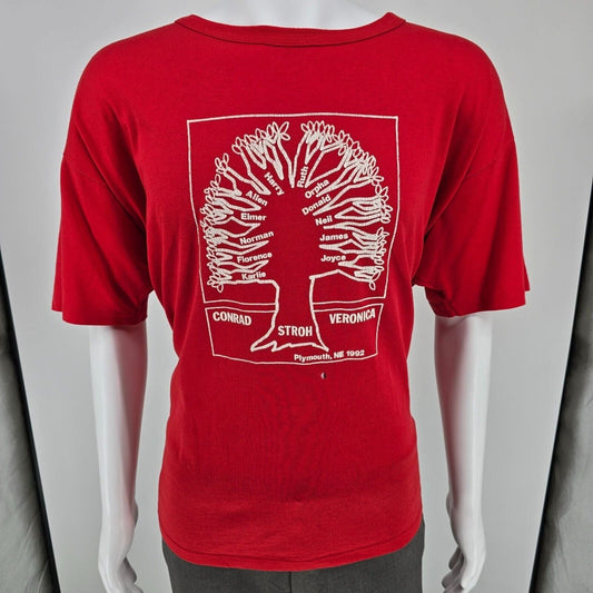 Vintage 1992 Stroh Family Reunion Plymouth, NE Red Family Tree T-Shirt (XXL)