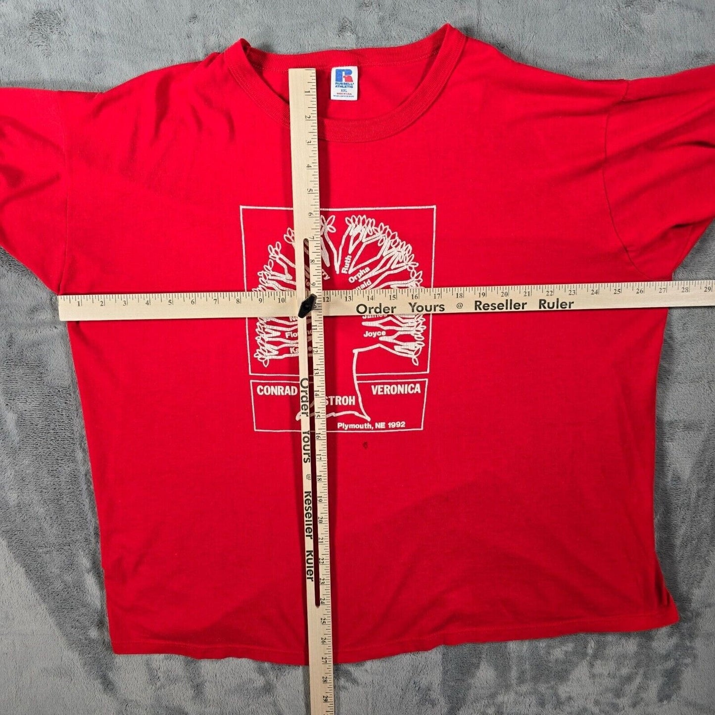 Vintage 1992 Stroh Family Reunion Plymouth, NE Red Family Tree T-Shirt (XXL)