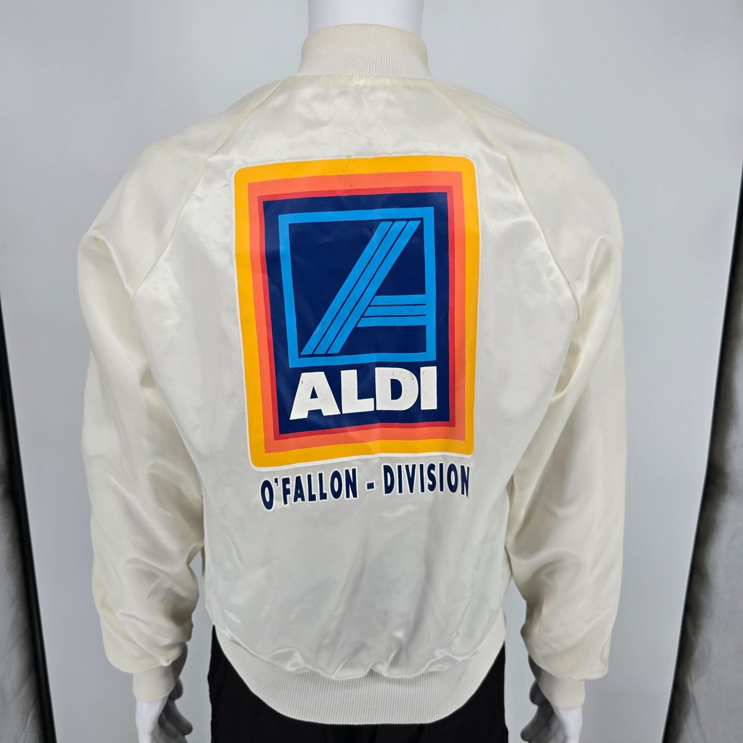 Vintage 1980s Auburn Sportswear Aldi O'Fallon-Division Satin Bomber Jacket (M)