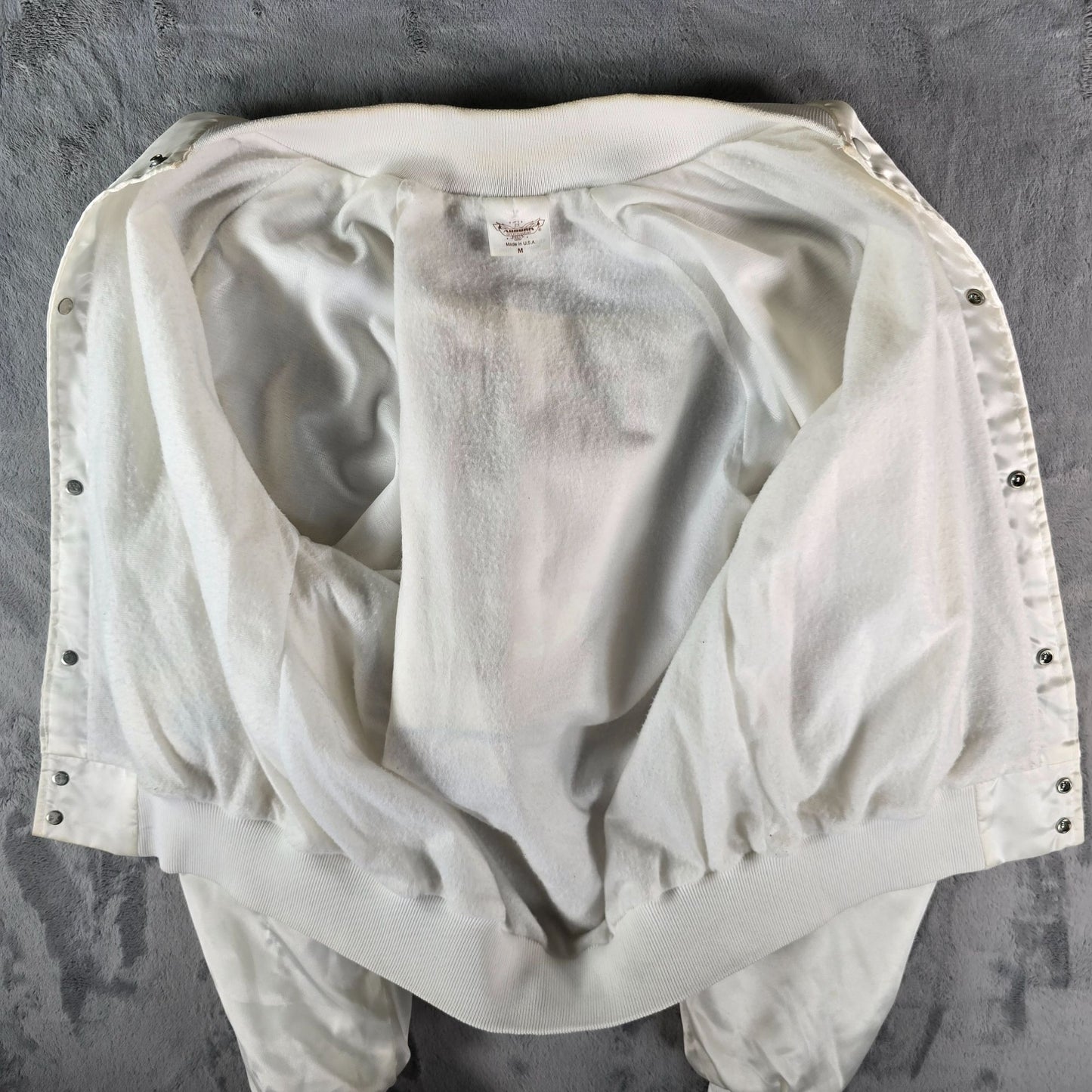 Vintage 1980s Auburn Sportswear Aldi O'Fallon-Division Satin Bomber Jacket (M)