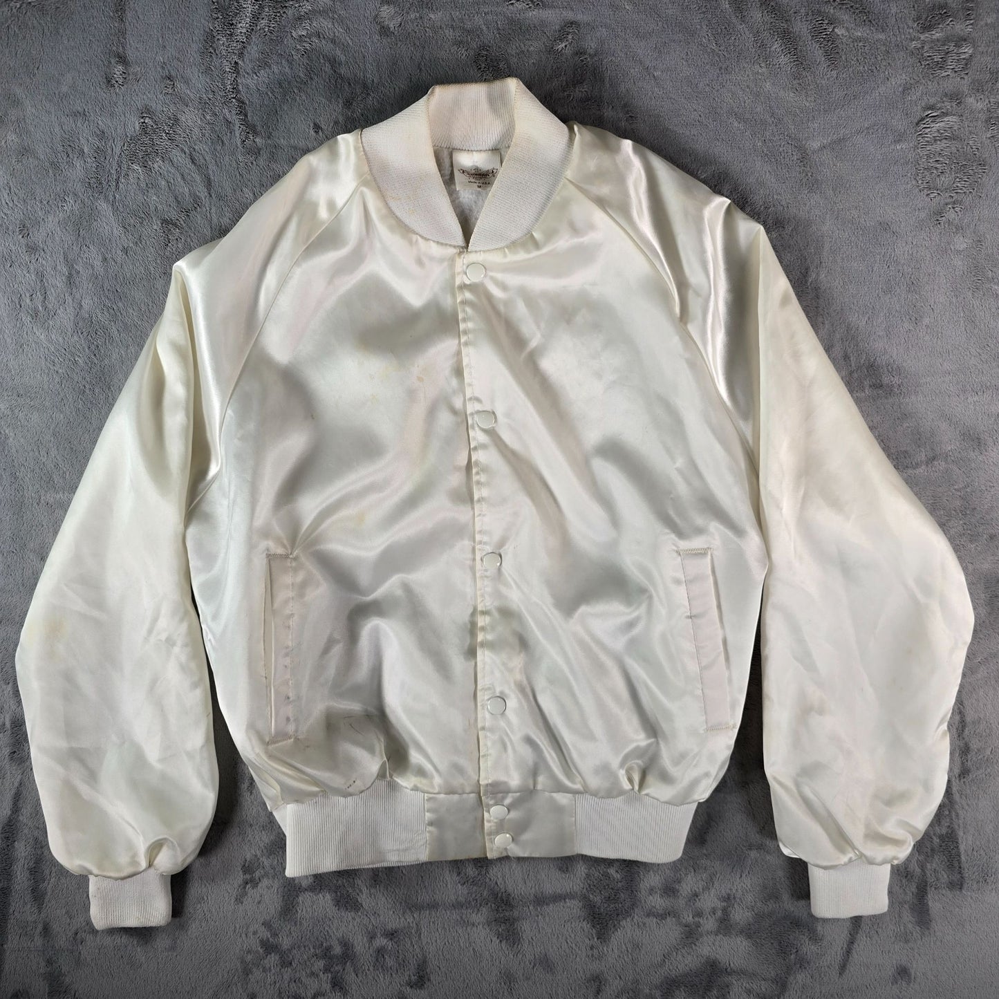 Vintage 1980s Auburn Sportswear Aldi O'Fallon-Division Satin Bomber Jacket (M)