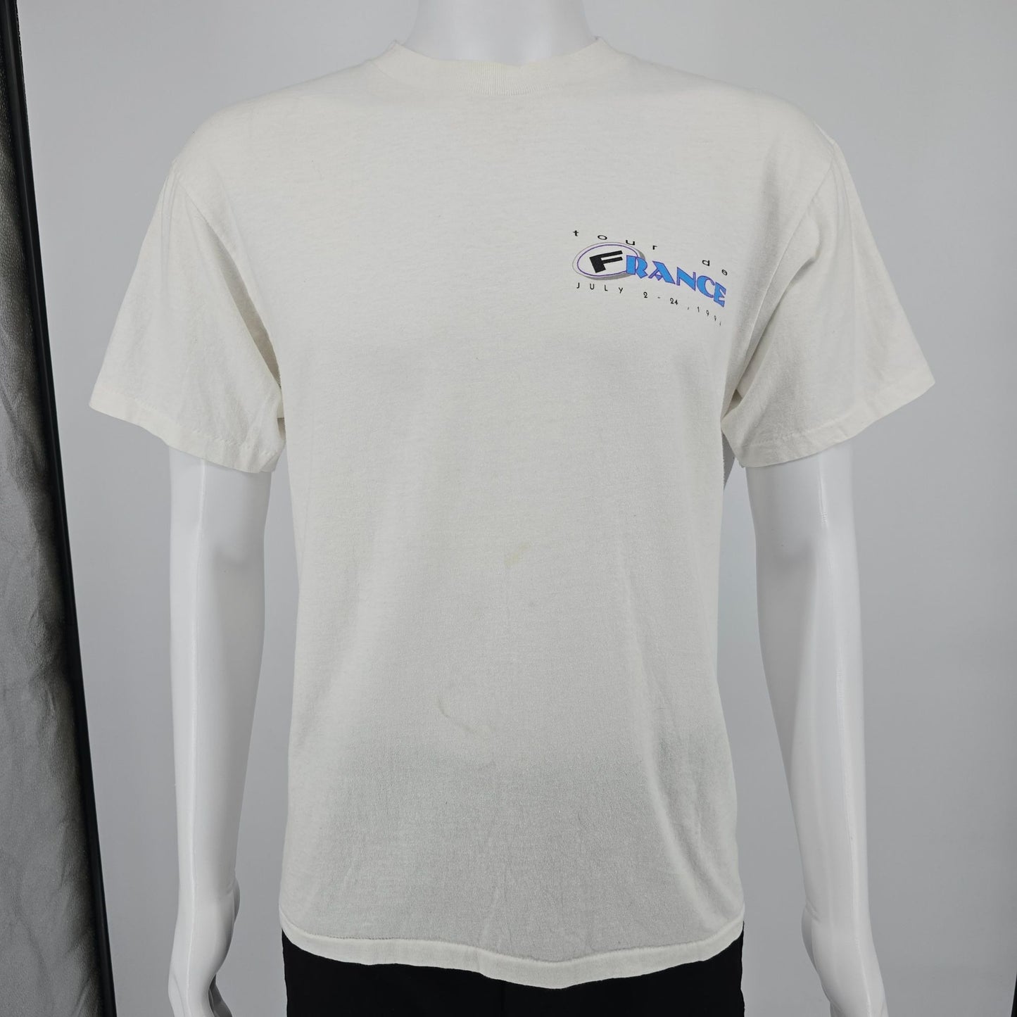 Vintage 1994 Oneita Power-T Tour De France Route Map Back Graphic T-Shirt (L)