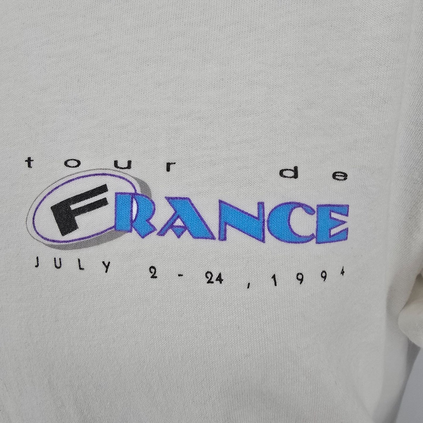 Vintage 1994 Oneita Power-T Tour De France Route Map Back Graphic T-Shirt (L)