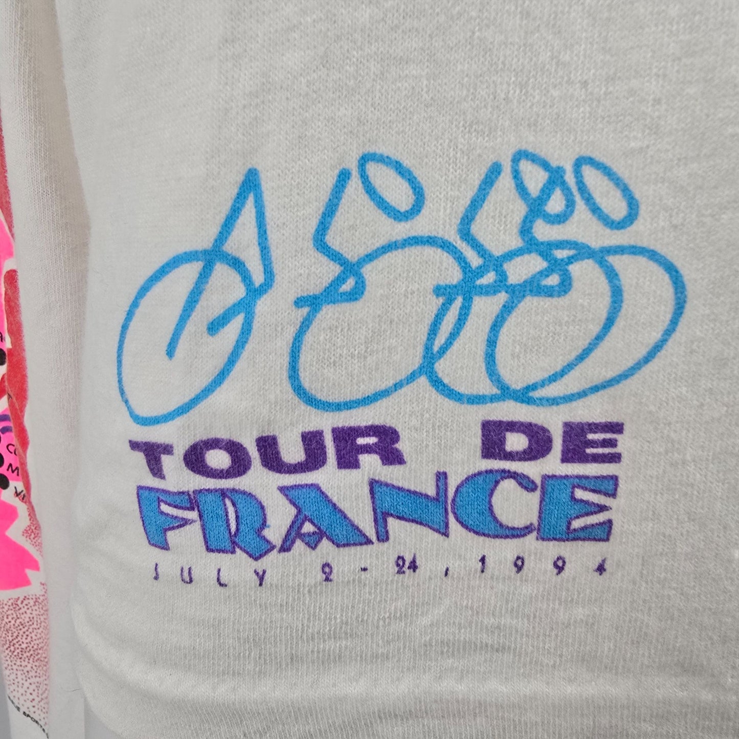 Vintage 1994 Oneita Power-T Tour De France Route Map Back Graphic T-Shirt (L)