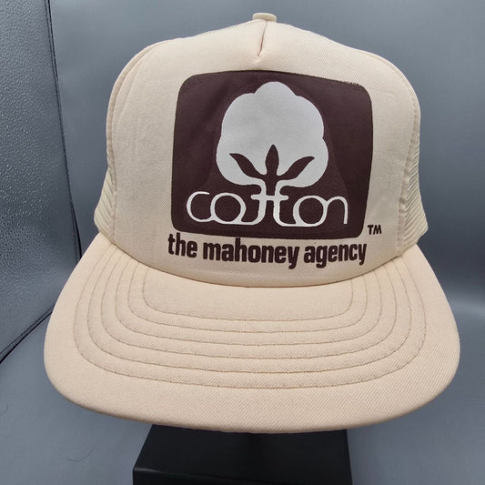Vintage TOPAC The Mahoney Agency Seal of Cotton Beige Mesh Snapback Trucker Hat