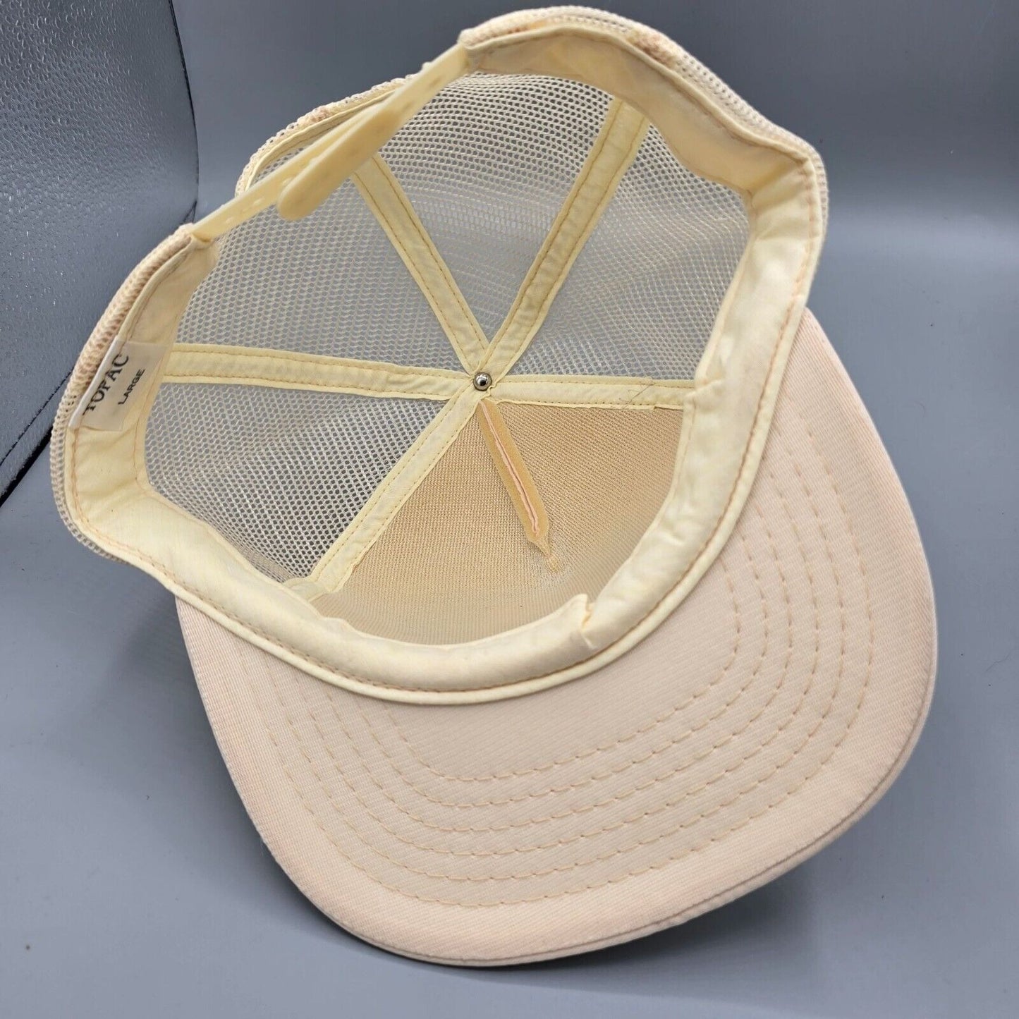 Vintage TOPAC The Mahoney Agency Seal of Cotton Beige Mesh Snapback Trucker Hat