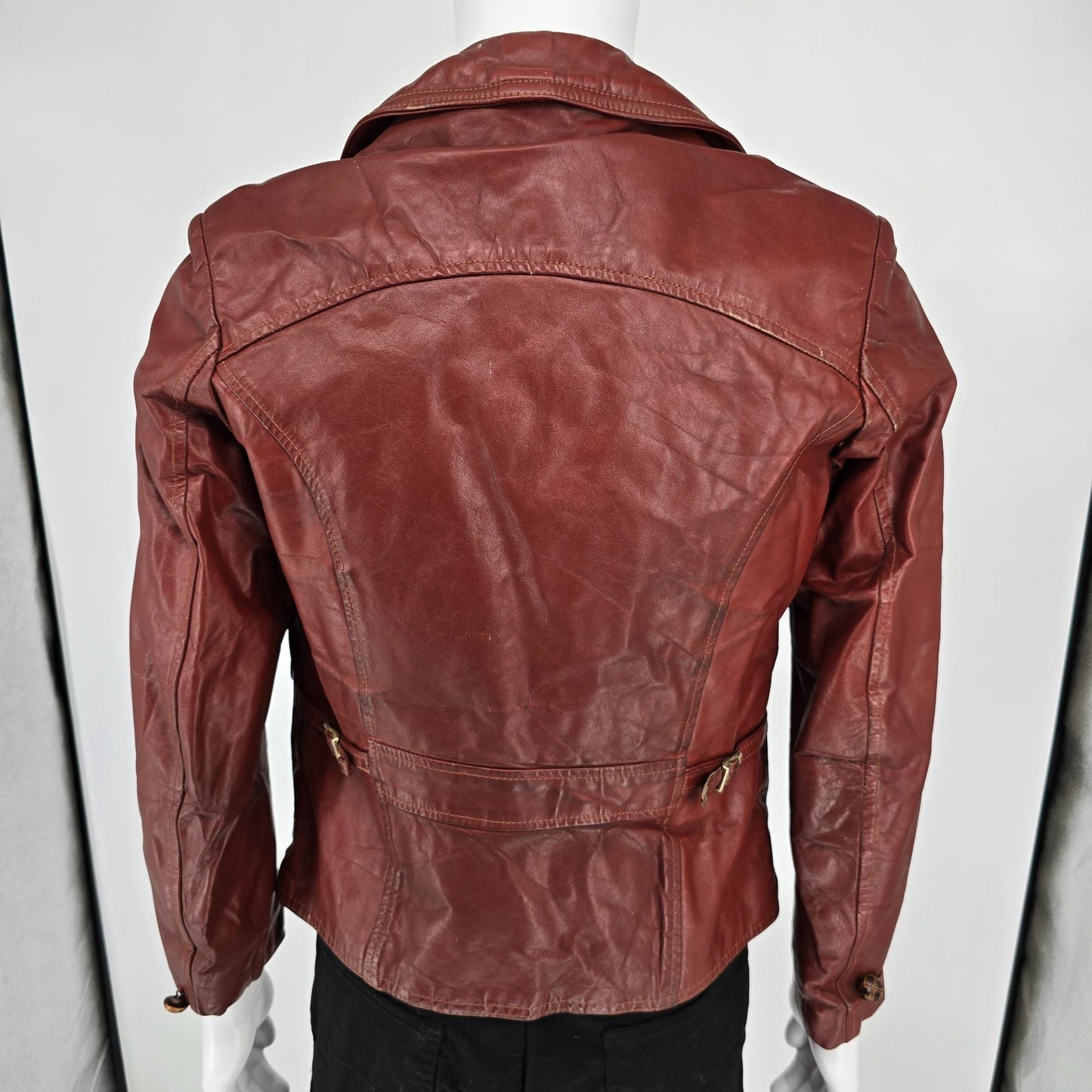Vintage 1970s El Charro Espagna Red Leather Simco Zipper Jacket (XS) *Flaws