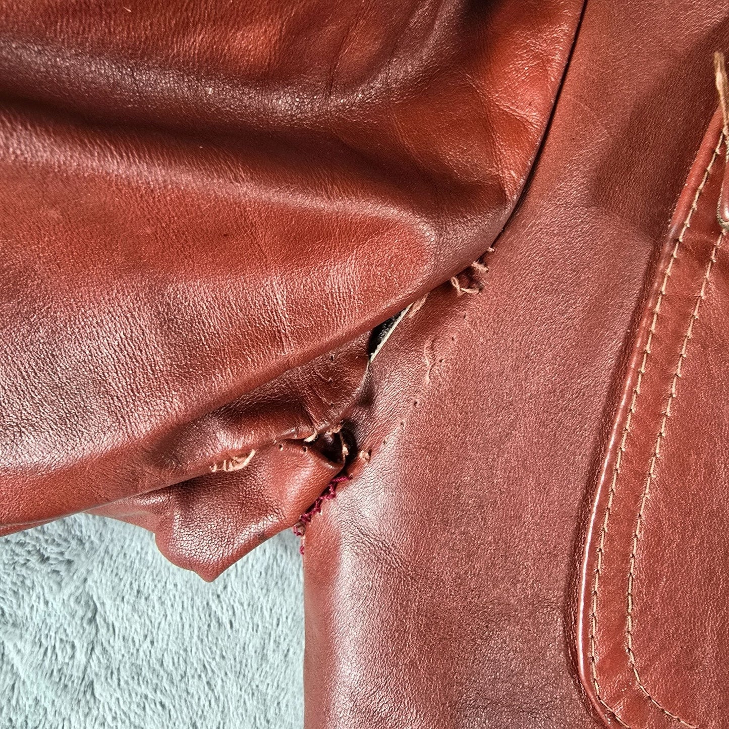 Vintage 1970s El Charro Espagna Red Leather Simco Zipper Jacket (XS) *Flaws