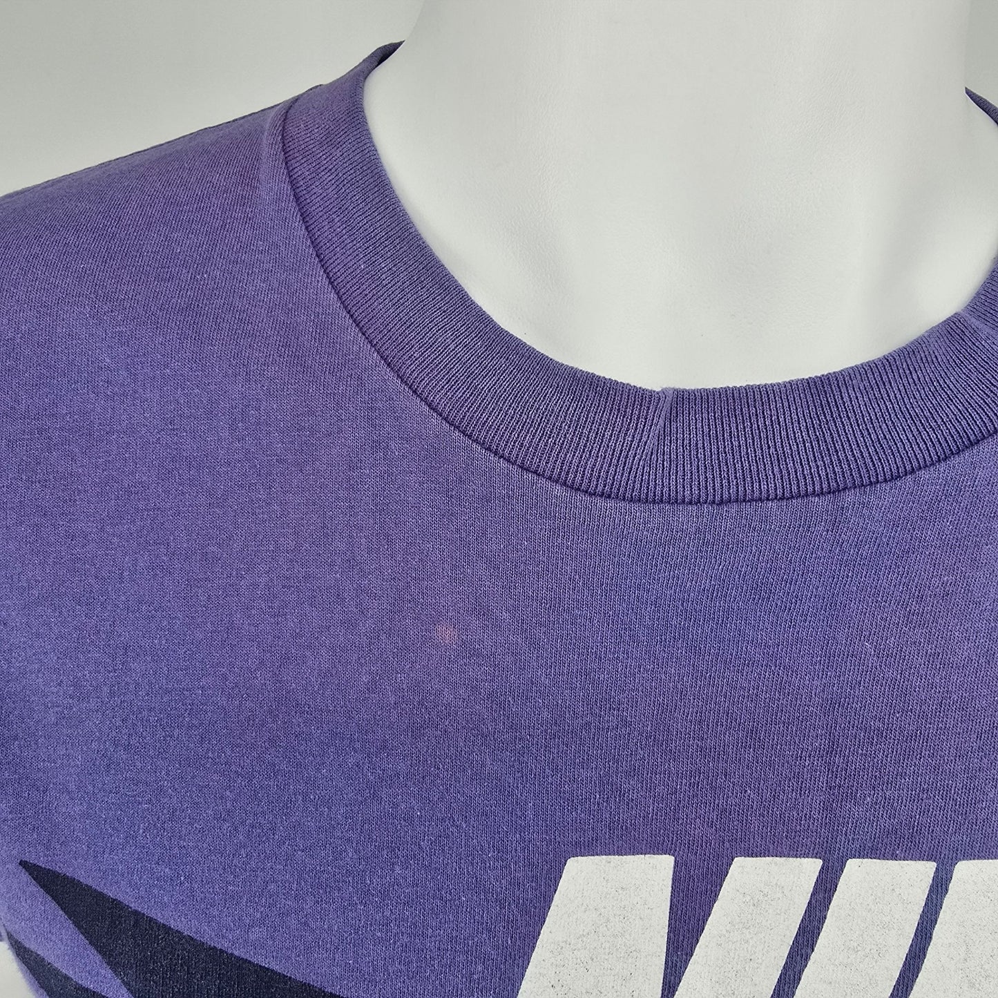 Vintage Early 1990s Nike Swoosh Purple Abstract Geometric Graphic T-Shirt (L)