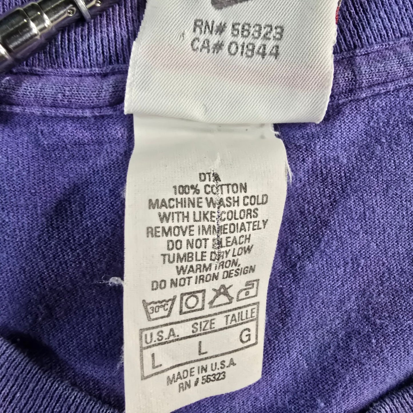 Vintage Early 1990s Nike Swoosh Purple Abstract Geometric Graphic T-Shirt (L)