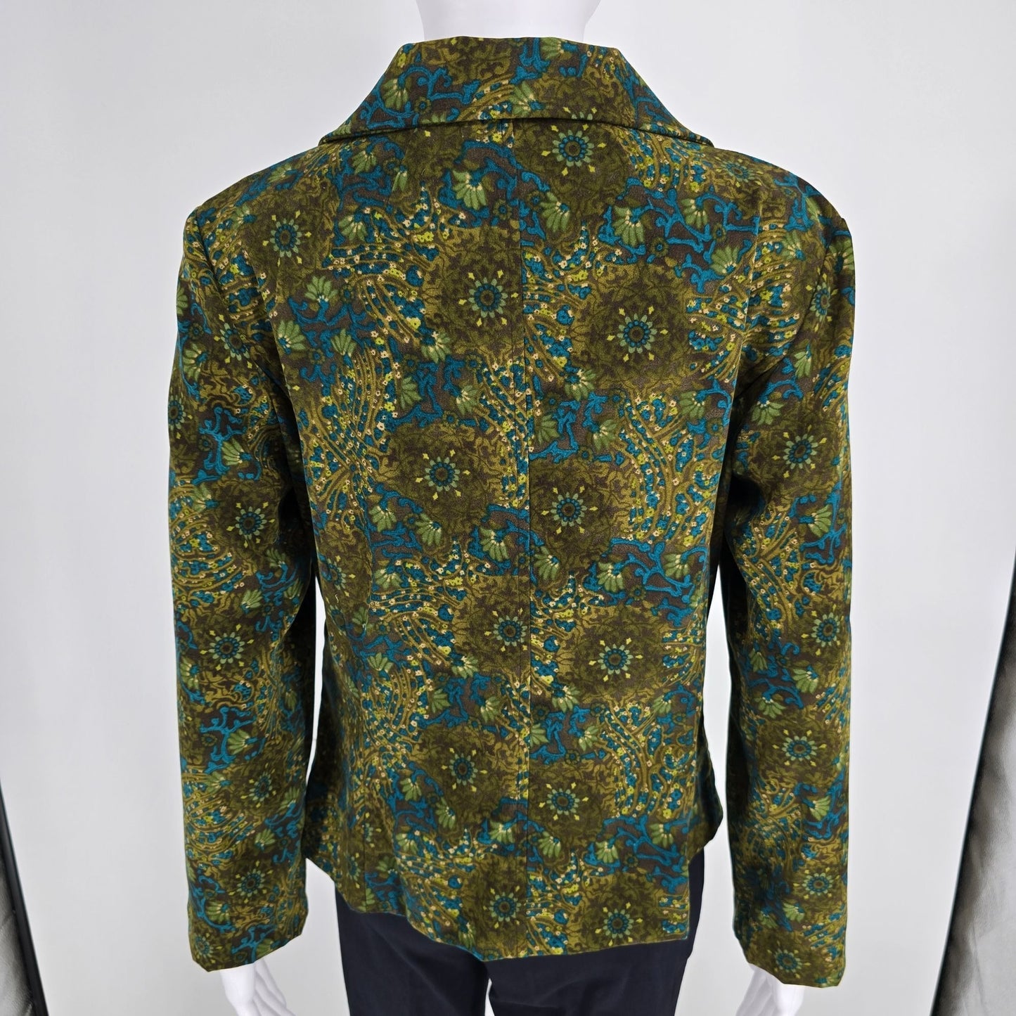 Vintage Y2K Requirements Women's Olive Green Floral Tapestry Print Blazer (S)