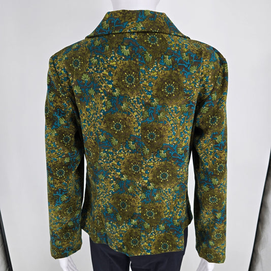 Vintage Y2K Requirements Women's Olive Green Floral Tapestry Print Blazer (S)