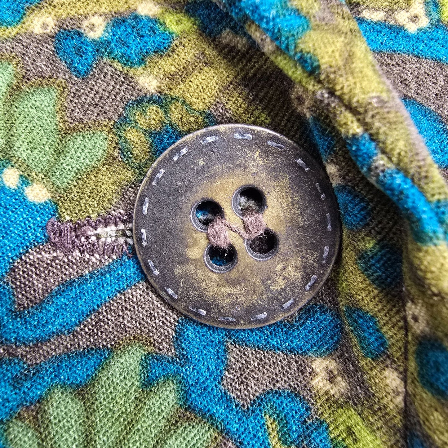 Vintage Y2K Requirements Women's Olive Green Floral Tapestry Print Blazer (S)