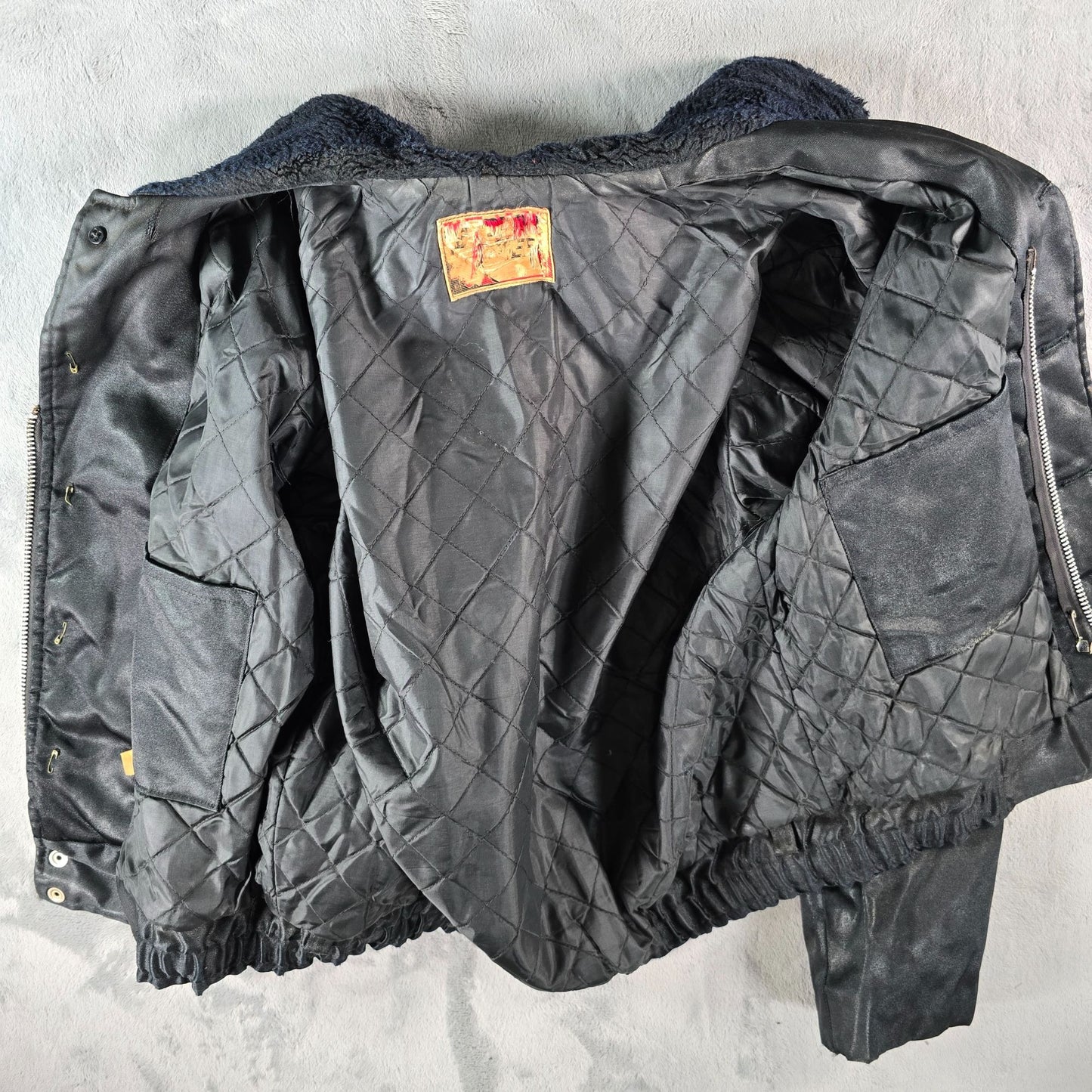 Vintage 1970s Super Chief Workwear Talon Zipper Sherpa Collar Bomber Jacket (M)