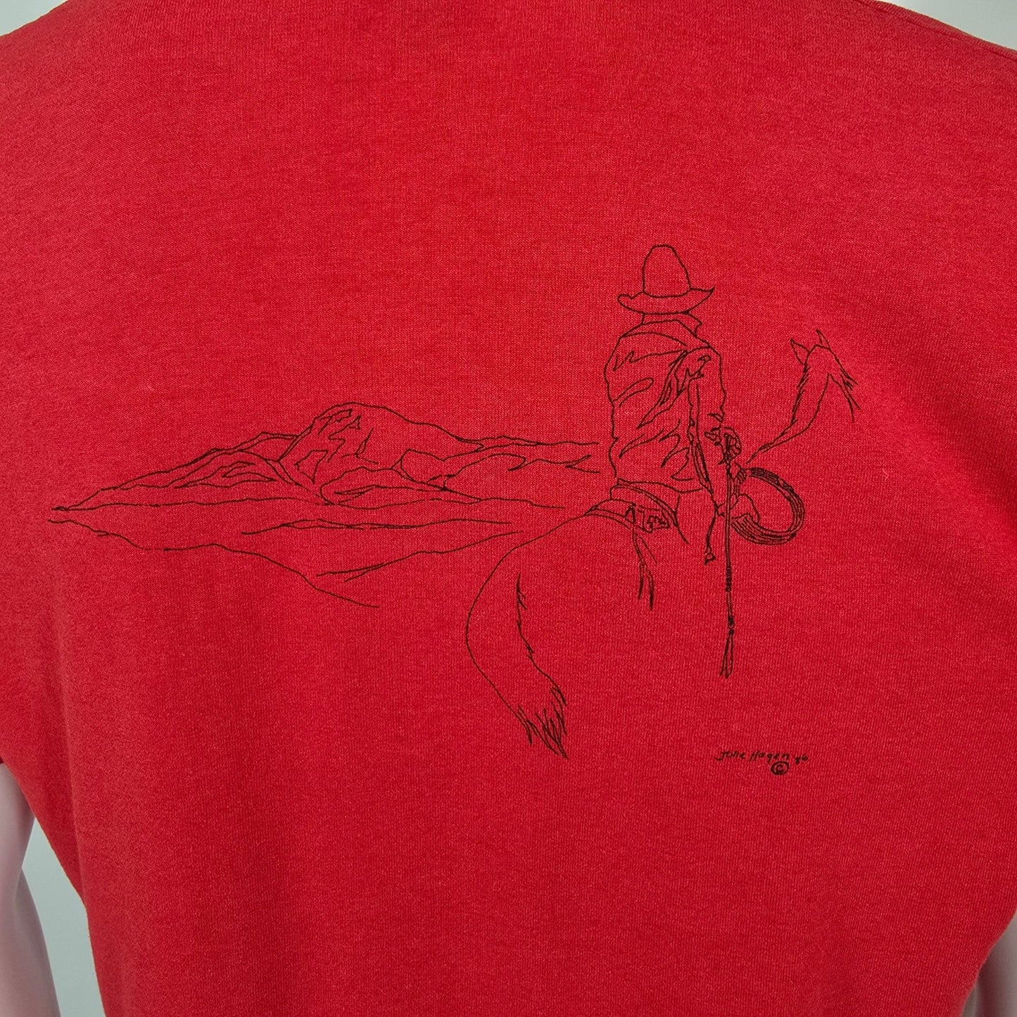 Vintage 1990s Branding Iron Cafe Bondurant Wyoming Julie Hagen Art T-Shirt (M/L)