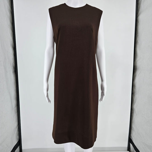 Vintage 1960s Georgia Griffin Fashions Brown Sleeveless Shift Dress (L)
