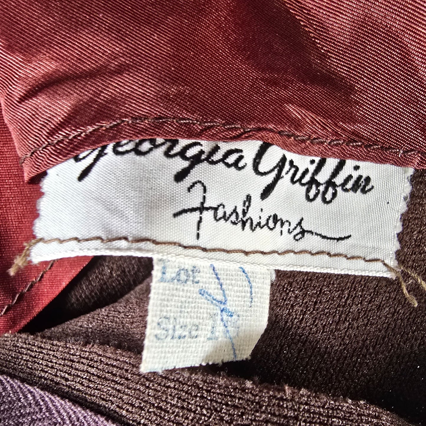 Vintage 1960s Georgia Griffin Fashions Brown Sleeveless Shift Dress (L)