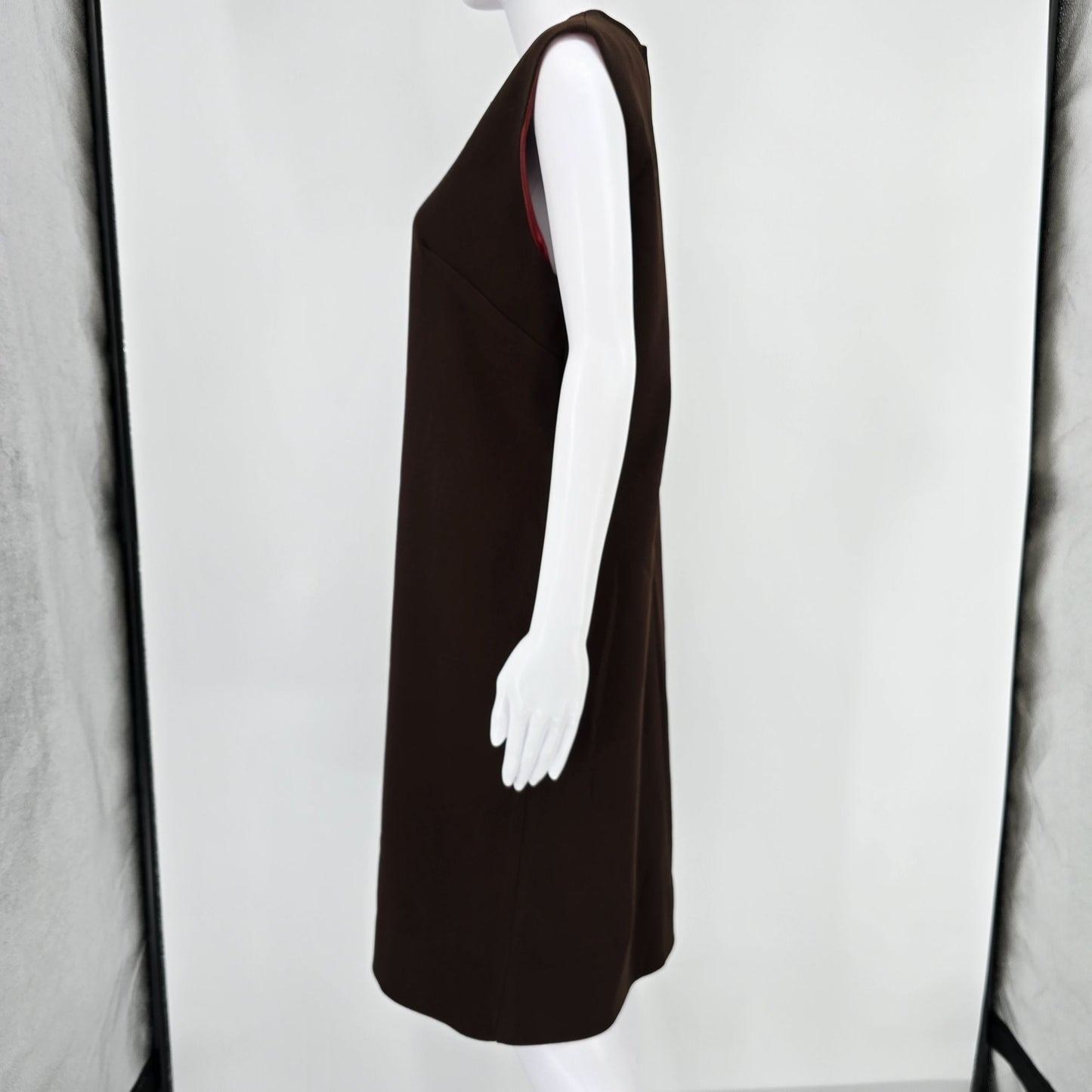 Vintage 1960s Georgia Griffin Fashions Brown Sleeveless Shift Dress (L)