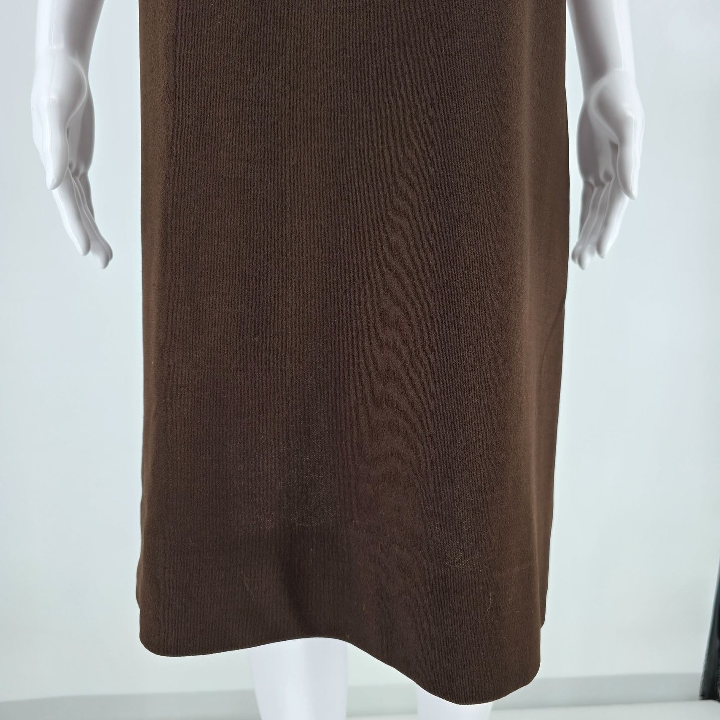 Vintage 1960s Georgia Griffin Fashions Brown Sleeveless Shift Dress (L)
