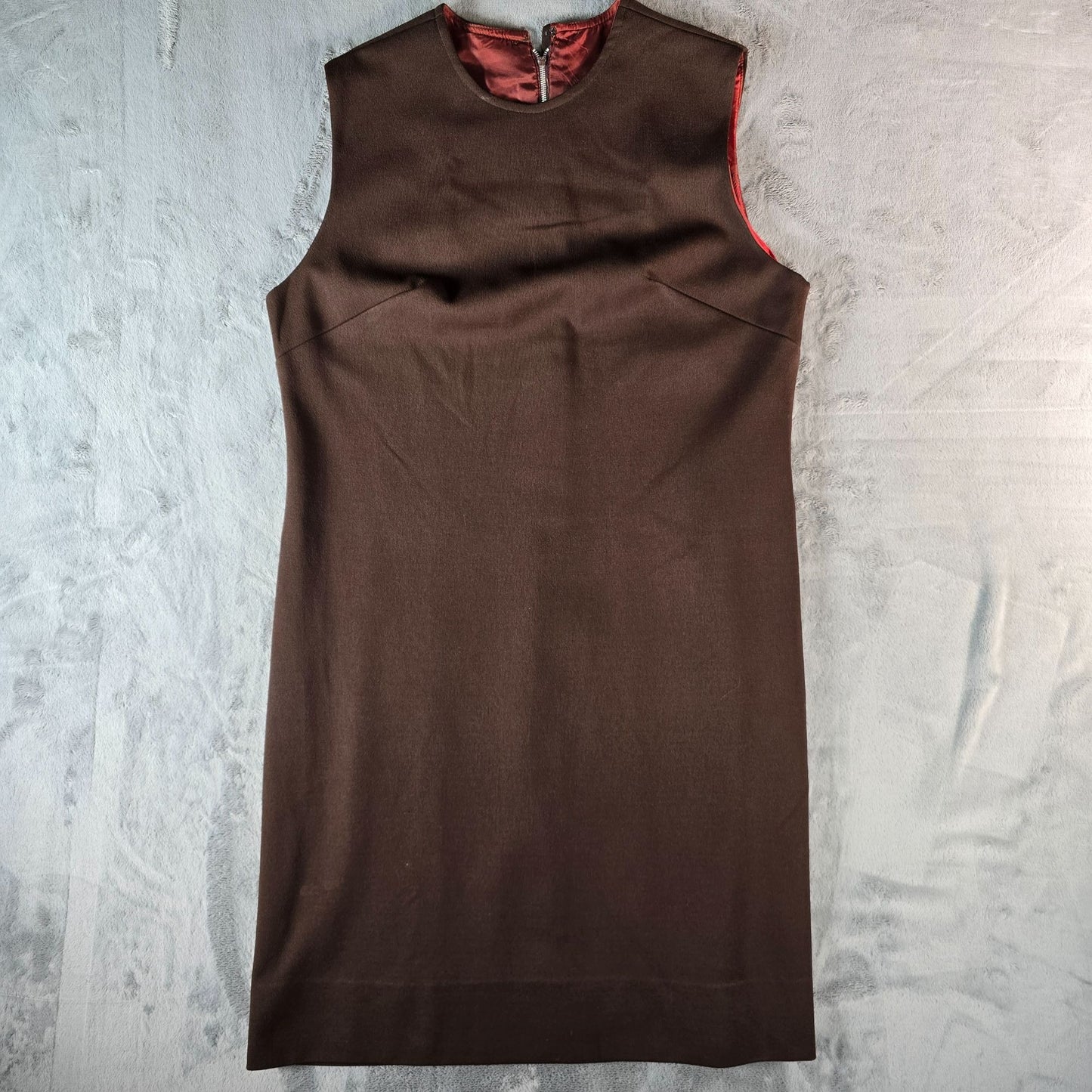 Vintage 1960s Georgia Griffin Fashions Brown Sleeveless Shift Dress (L)