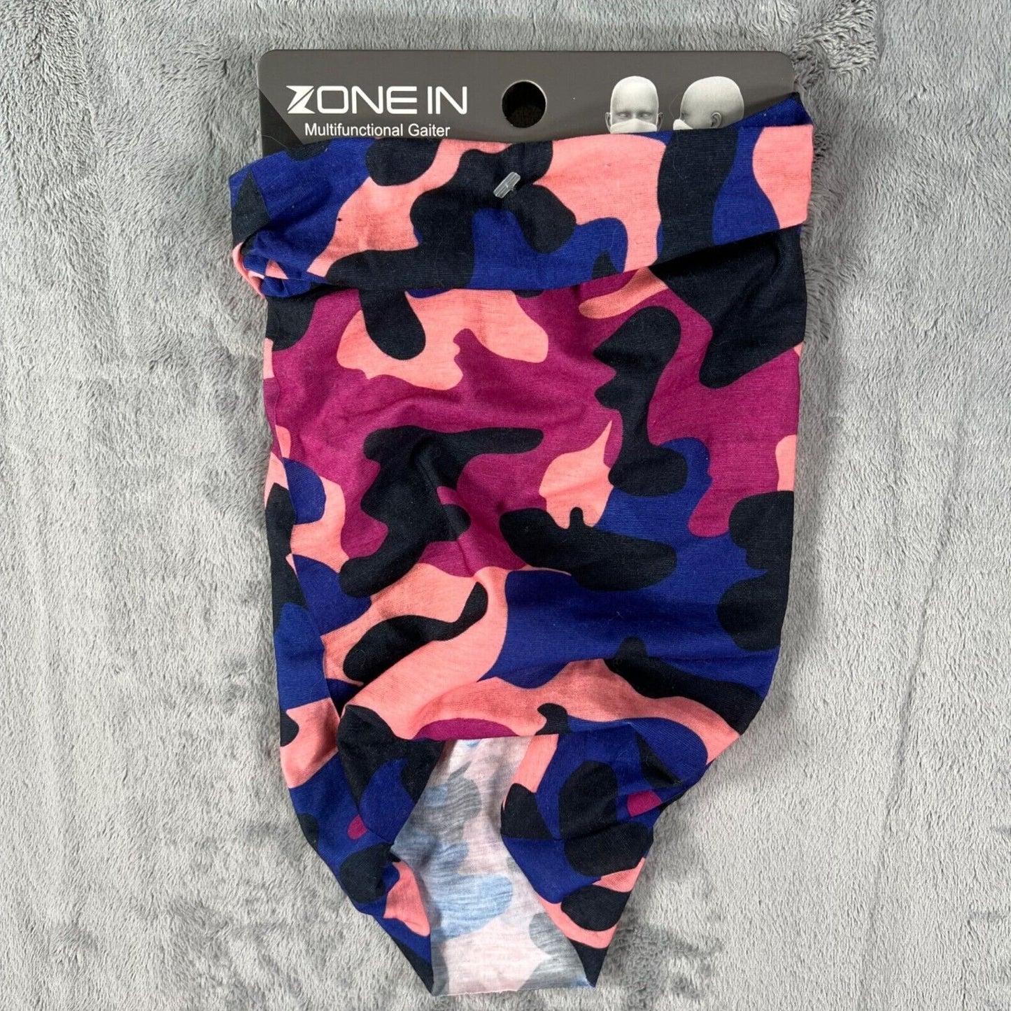 NWT Zone In Pink/Black/Blue Camo Pattern Multifunctional Gaiter (One Size)