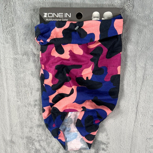 NWT Zone In Pink/Black/Blue Camo Pattern Multifunctional Gaiter (One Size)